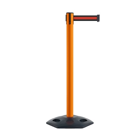 Stanchion Belt Barrier Rubber Base Orange Post 9ft.Bk/R H Belt